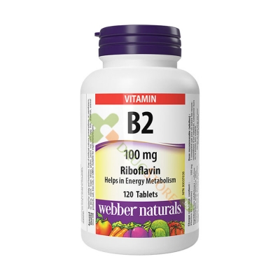 ВИТАМИН B2 РИБОФЛАВИН таблетки 100 мг 120 броя/WEBBER NATURALS VITAMIN B2 RIBOFLAVIN