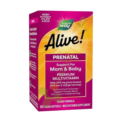 АЛАЙВ КЪМПЛИЙТ ПРЕНАТАЛ МУЛТИВИТАМИНИ капсули 60 броя / NATURES WAY ALIVE COMPLITE PRENATAL MULTIVITAMIN