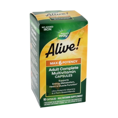 АЛАЙВ МАКС ПОТЕНСИ МУЛТИВИТАМИНИ БЕЗ ЖЕЛЯЗО капсули 90 броя / NATURES WAY ALIVE MAX POTENCY MULTIVITAMIN