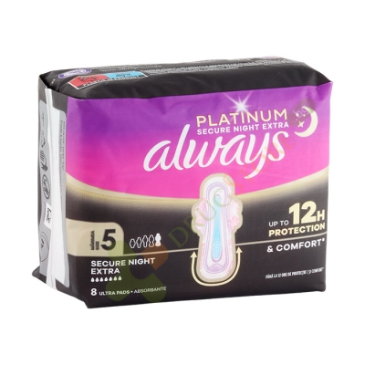 ДАМСКИ ПРЕВРЪЗКИ ОЛУЕЙС ПЛАТИНУМ СЕКЮР НАЙТ ЕКСТРА 8 броя / PROCTER & GAMBLE ALWAYS PLATIMUM SECURE NIGHT EXTRA