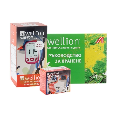 АПАРАТ ЗА КРЪВНА ЗАХАР WELLION NEWTON GDH-FAD + 75 тест ленти / WELLION NEWTON GDH-FAD + 75 test strips