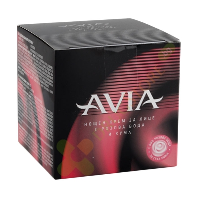 НОЩЕН КРЕМ ЗА ЛИЦЕ С РОЗОВА ВОДА И ХУМА 40 мл / AVIA NIGHT FACE CREAM WITH CLAY AND ROSE WATER