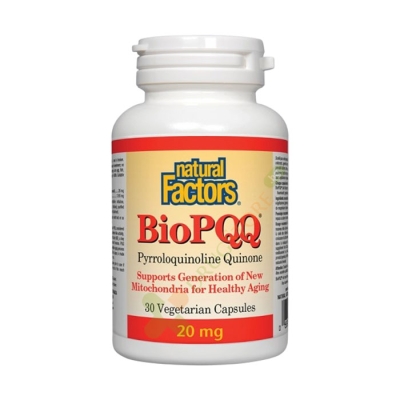 НАТУРАЛ ФАСТОРС БИО PQQ ПИРОЛОХИНОЛИН КВИНОН капсули 20 мг 30 броя / NATURAL FACTORS BIO PQQ (PYRROLOQUINOLINE QUINONE)