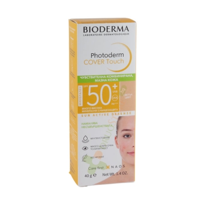 БИОДЕРМА ФОТОДЕРМ COVER TOUCH SPF 50+ СВЕТЪЛ ЦВЯТ 40 г / BIODERMA PHOTODERM COVER TOUCH SPF 50+ LIGHT SHADE
