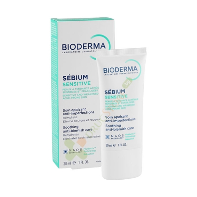 БИОДЕРМА СЕБИУМ СЕНЗИТИВ ГРИЖА ПРОТИВ АКНЕ КРЕМ 30 мл / BIODERMA SEBIUM SENSITIVE SOOTHING ANTI-BLEMISH CARE