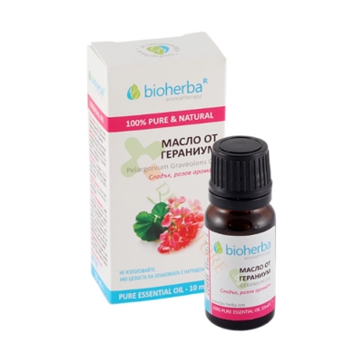БИОХЕРБА ЕТЕРИЧНО МАСЛО OT ГЕРАНИУМ 10 мл / BIOHERBA ESSENTIAL GERANIUM OIL