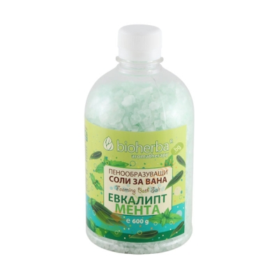 БИОХЕРБА СОЛИ ЗА ВАНА ЕВКАЛИПТ И МЕНТА 600 г / BIOHERBA FOAMING BATH SALT EUCALYPTUS AND MINT