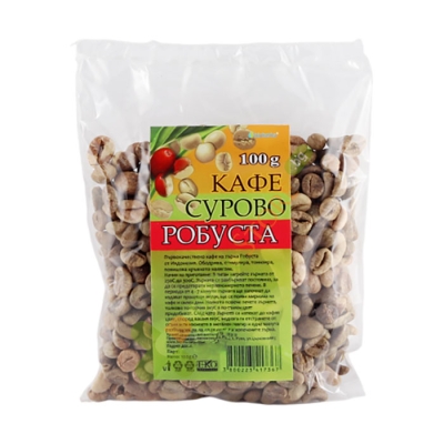 СУРОВО ЗЕЛЕНО КАФЕ РОБУСТА БИОХЕРБА 100 г / BIOHERBA GREEN COFFEE RAW