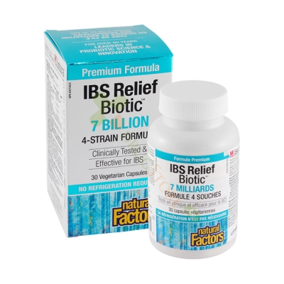 НАТУРАЛ ФАКТОРС БИОТИК РИЛИЙФ IBS 7 млрд / 4 щама капсули 30 броя / NATURAL FACTORS IBS RELIEF BIOTIC 7 BILLION / 4 STRAIN