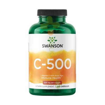 СУОНСЪН C-500 ВИТАМИН C С ШИПКИ капсули 500 мг 250 броя / SWANSON C-500 - VITAMIN C WITH ROSE HIPS