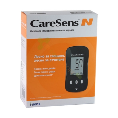 АПАРАТ ЗА ИЗМЕРВАНЕ НА КРЪВНА ЗАХАР КЕЪРСЕНС N + ТЕСТ ЛЕНТИ 10 броя / I-SENS CARESENS N BLOOD GLUCOSE MONITORING SYSTEM