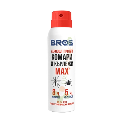 БРОС АЕРОЗОЛ ПРОТИВ КОМАРИ И КЪРЛЕЖИ МАКС 90 мл. / BROS SPRAY AGAINST MOSQUITOES AND TICKS