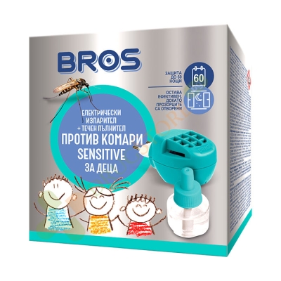 БРОС ЕЛЕКТРИЧЕСКИ ИЗПАРИТЕЛ + ТЕЧЕН ПЪЛНИТЕЛ ПРОТИВ КОМАРИ СЕНЗИТИВ / BROS ELECTRICAL EVAPORATOR + LIQUID FOR KIDS