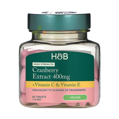 ЧЕРВЕНА БОРОВИНКА 400 мг + ВИТАМИНИ C и E таблетки 60 броя / HOLLAND & BARRETT CRANBERRY+ VITAMINS C & E 