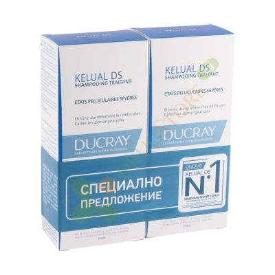 ДЮКРЕ КЕЛУАЛ DS ШАМПОАН ПРОТИВ ПЪРХОТ 100 мл 2 броя / DUCREY KELUAL DS SHAMPOO