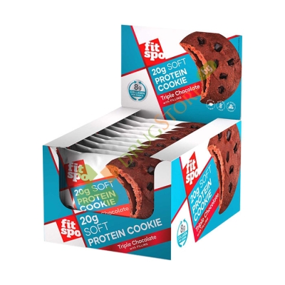 ПРОТЕИНОВА БИСКВИТА ТРОЕН ШОКОЛАД 70 г 10 броя / FITSPO SOFT PROTEIN COOKIE TRIPLE CHOCOLATE