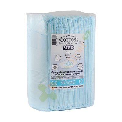 ЕДНОКРАТНИ ЧАРШАФИ COTTON LINE MED 90 х 60 см 10 броя / COTTON LINE DISPOSABLE SHEETS MED