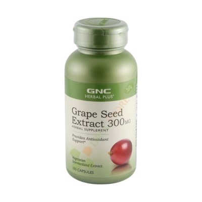 ЕКСТРАКТ ОТ ГРОЗДОВИ СЕМКИ капсули 300 мг 100 броя / GNC GRAPE SEED EXTRACT