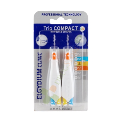 ИНТЕРДЕНТАЛНА ЧЕТКА ЗА ЗЪБИ ЕЛГИДИУМ ТРИО КОМПАКТ 2 ЗА ТЕСНИ ПРОСТРАНСТВА И БРЕКЕТИ - МИКС 6 броя / ELGYDIUM TRIO MIX INTERDENTAL TOOTH BRUSH
