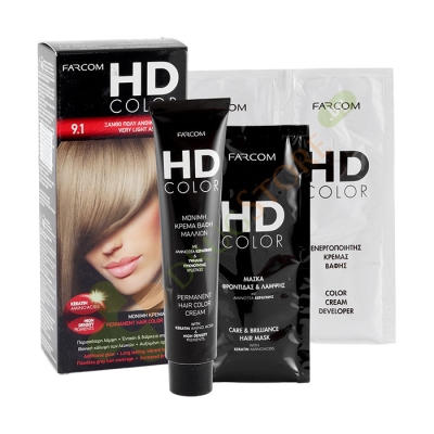 ФАРКОМ HD БОЯ 9.1 МНОГО СВЕТЛО ПЕПЕЛНО РУСО / FARCOM HD COLOR № 9.1 VERY LIGHT ASH BLONDE