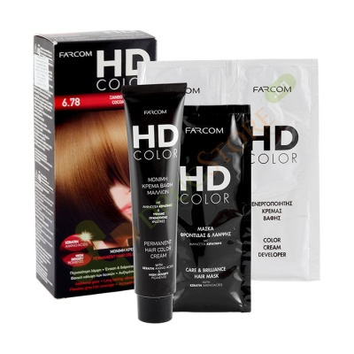 ФАРКОМ HD БОЯ ЗА КОСА № 6.78 ТЪМНО РУСО КАКАО / FARCOM HD COLOR № 6.78 COCOA DARK BLONDE