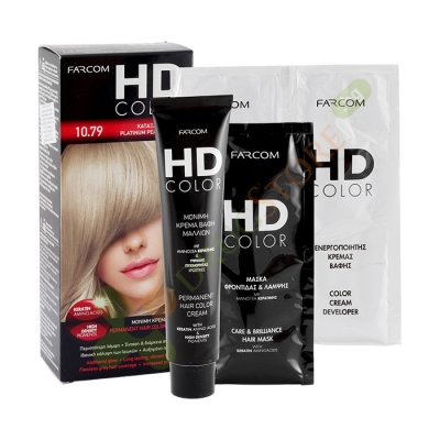 ФАРКОМ HD БОЯ ЗА КОСА № 10.79 ПЛАТИНЕНО ПЕПЕЛНО РУСО / FARCOM HD COLOR №10.79 PLATINUM ASH BLONDE