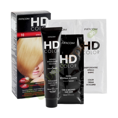 ФАРКОМ HD БОЯ ЗА КОСА №10 СИЛНО СВЕТЛО РУСО / FARCOM HD COLOR №10 EXTRA LIGHT BLONDE