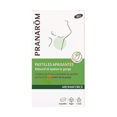 ПРАНАРОМ АРОМАФОРС ЗА УСПОКОЯВАНЕ НА ЗАЧЕРВЕНО ГЪРЛО пастили 21 броя / PRANAROM AROMAFORCE SOOTHING LOZENGES 21