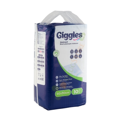ЕДНОКРАТНИ ЧАРШАФИ ГИГЪЛС 60/90 10 броя / GIGGLES UNDERPAD 60/90 