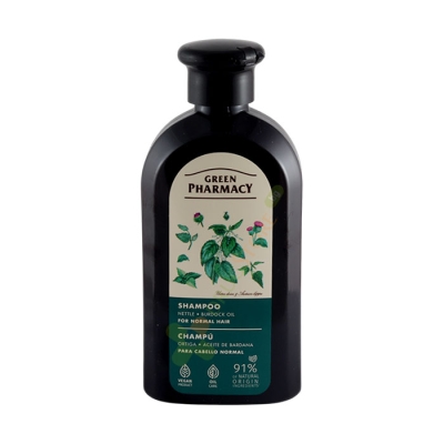 ШАМПОАН С КОПРИВА И МАСЛО ОТ РЕПЕЙ ЗА НОРМАЛНА КОСА 350 мл / GREEN PHARMACY SHAMPOO NETTLE AND BURDOCK OIL FOR NORMAL HAIR