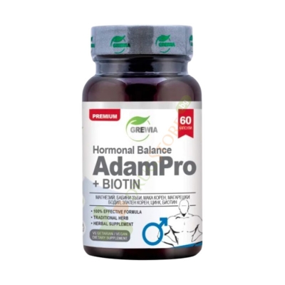 ГРЕВИЯ ХОРМОНАЛ БАЛАНС АДАМ ПРО + БИОТИН капсули 60 броя / GREWIA HORMONAL BALANCE ADAM PRO + BIOTIN