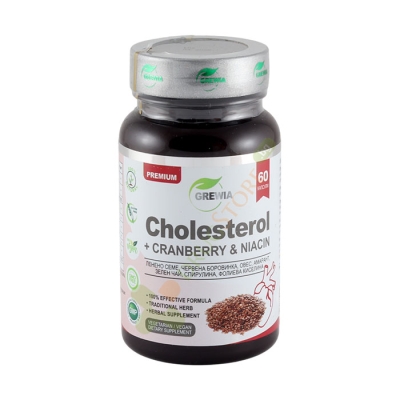 ГРЕВИЯ ХОЛЕСТЕРОЛ + ЧЕРВЕНА БОРОВИНКА + НИАЦИН капсули 60 броя / GREWIA CHOLESTEROL + CRANBERRY + NIACIN