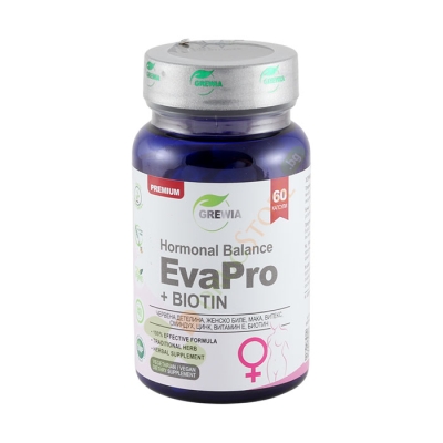 ГРЕВИЯ ХОРМОНАЛ БАЛАНС ЕВА ПРО + БИОТИН капсули 60 броя / GREWIA HORMONAL BALANCE EVA PRO + BIOTIN