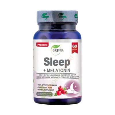 ГРЕВИЯ СЛИЙП + МЕЛАТОНИН капсули 60 броя / GREWIA SLEEP + MELATONIN