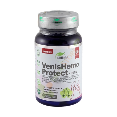 ГРЕВИЯ ВЕНИСХЕМО ПРОТЕКТ + РУТИН капсули 60 броя / GREWIA VENIS HEMO PROTECT + RUTIN