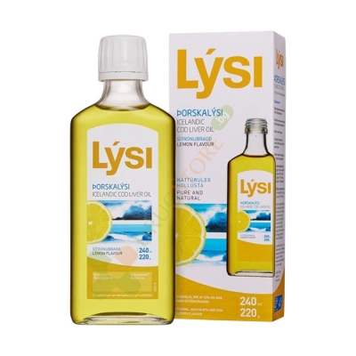 МАСЛО ОТ ЧЕРЕН ДРОБ НА ТРЕСКА С ВКУС НА ЛИМОН 240 мл / LYSI COD LIVER OIL WITH LEMON FLAVOUR