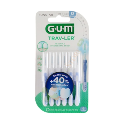 ИНТЕРДЕНТАЛНА ЧЕТКА ЗА ЗЪБИ ГЪМ 0.6 мм СВЕТЛО ЛИЛАВА 6 броя / SUNSTAR G.U.M. GUM TRAV-LER® INTERDENTAL TOOTHBRUSH LIGHT VIOLET