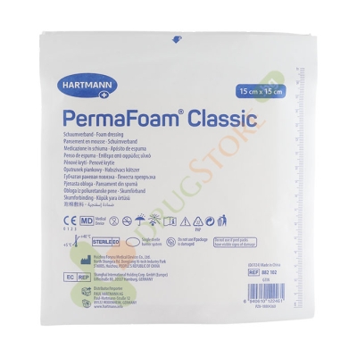 ХАРТМАН ПЕРМАФОМ КЛАСИК СТЕРИЛНА ПЕНЕСТА ПРЕВРЪЗКА 15 см x 15 см 1 брой / HARTMANN PERMAFOAM CLASSIC