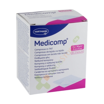 ХАРТМАН МЕДИКОМП СТЕРИЛНИ КОМПРЕСИ 5 см х 5 см 50 броя (25 х 2) / HARTMANN MEDICOMP STERILE NON-WOVEN SWABS