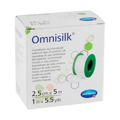 ХАРТМАН ОМНИСИЛК ХИПОАЛЕРГИЧНА АДХЕЗИВНА ЛЕНТА 2.5 см х 5 м 1 брой / HARTMANN OMNISILK ADHESIVE TYPE OF SINTHETIC SILK