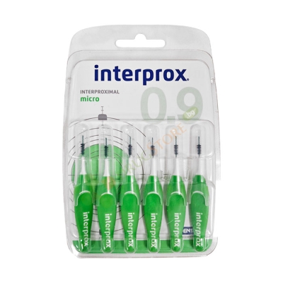 ИНТЕРДЕНТАЛНА ЧЕТКА ЗА ЗЪБИ ИНТЕРПРОКС МИКРО 0.9 мм 6 броя / DENTAID INTERPROX MICRO INTERDENTAL TOOTHBRUSH