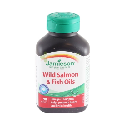 ДЖЕЙМИСЪН РИБЕНО МАСЛО ОТ ДИВА СЬОМГА капсули 1000 мг 90 броя / JAMIESON WILD SALMON FISH OIL OMEGA 3 COMPLEX