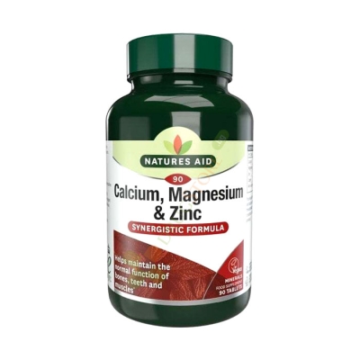 КАЛЦИЙ, МАГНЕЗИЙ И ЦИНК таблетки 90 броя / NATURES AID CALCIUM, MAGNESIUM AND ZINC