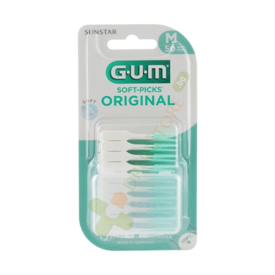 КЛЕЧКИ ЗА ЗЪБИ ГЪМ С МЕК НАКРАЙНИК размер М 50 броя / GUM SOFT PICKS WITH FLUORIDE