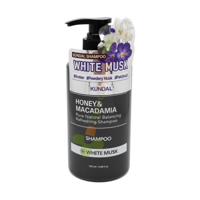 КУНДАЛ HONEY & MACADAMIA НАТУРАЛЕН ШАМПОАН БЯЛ МУСКУС 500 мл / KUNDAL PURE NATURAL SYSTEM HONEY & MACADAMIA SHAMPOO WHITE MUSK