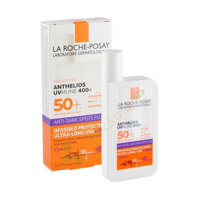ЛА РОШ ПОЗЕ АНТЕЛИОС UVMUNE400 СЛЪНЦЕЗАЩИТЕН ФЛУИД ПРОТИВ ТЪМНИ ПЕТНА SPF 50+ 50 мл / LA ROCHE - POSAY ANTHELIOS UVMUNE 400 ANTI-DARK SPOTS FLUID SPF50+