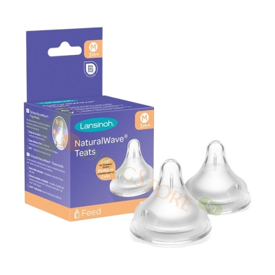 СИЛИКОНОВ БИБЕРОН MEDIUM FLOW 3+ МЕСЕЦА ЛАНСИНОХ 2 броя / LANSINOH NATURALWAVE MEDIUM FLOW SILICONE TEATS