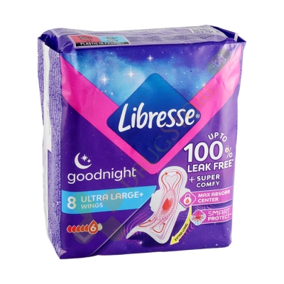 ДАМСКИ ПРЕВРЪЗКИ ЛИБРЕС GOODNIGHT УЛТРА ЛАРДЖ 8 броя / SCA HYGIENE PRODUCTS LIBRESSE GOODNIGHT ULTRA LARGE