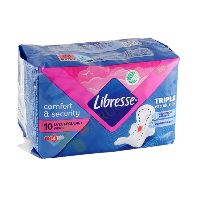 ДАМСКИ ПРЕВРЪЗКИ ЛИБРЕС МАКСИ НОРМАЛ 10 броя / SCA HYGIENE PRODUCTS LIBRESSE MAXI PLUS SANITARY NAPKIN