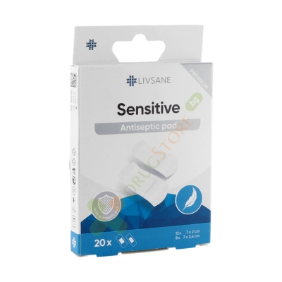 ПРЕМИУМ СЕНЗИТИВ ПЛАСТИРИ 2 размера 20 броя / LIVSANE PREMIUM SENSITIVE ANTISEPTIC PAD 2 sizes